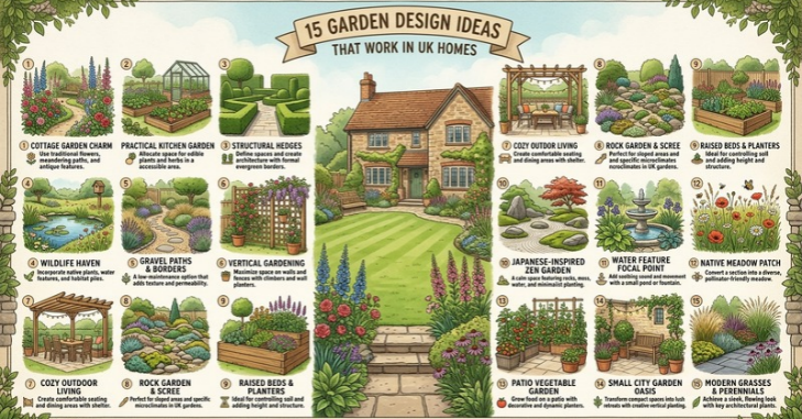 Create a Garden That Fits Your Home

The strongest gardens come from clear priorities rather than collecting individual features. Decide what matters, plan circulation, and work with the site's existing conditions. Those choices will influence every later decision.

Aim for a garden that still feels appealing outside the summer season. Give planting enough room, choose practical materials, and build maintenance into the plan. A simpler design that suits your routine usually performs better.

Before starting major work, sketch the layout and live with the plan for several days. Check views from important windows and imagine moving through each zone. Then make permanent changes once the design feels practical from both inside and outside.